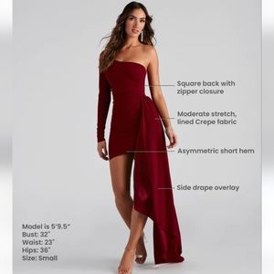 One Shoulder Mini Dress with train